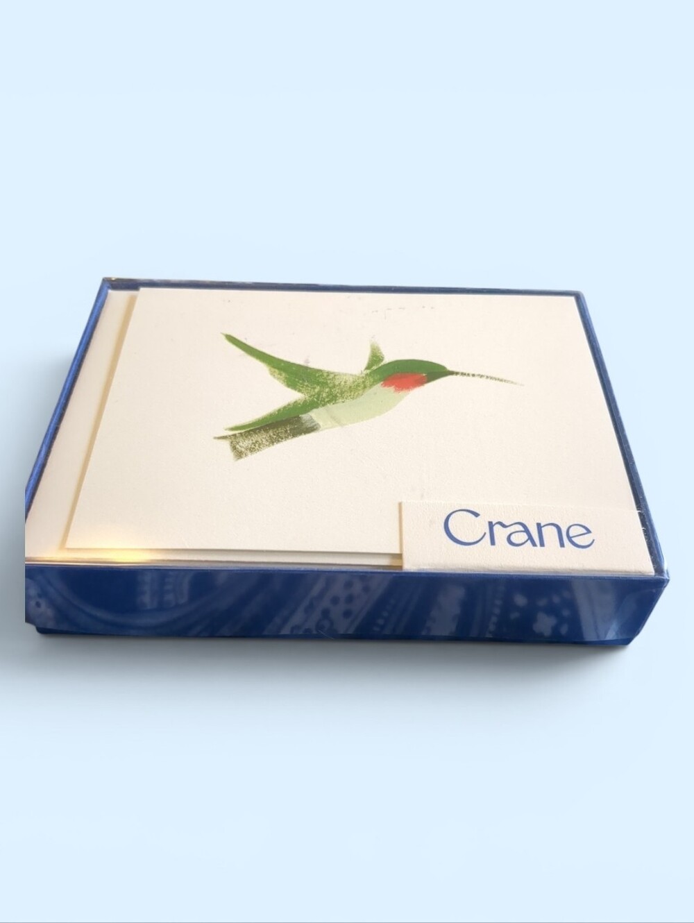 Crane & Co 10 Brushstroke Hummingbird Note Cards on Pearl White Kid Finish Paper